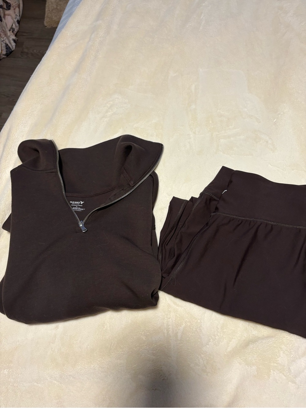 Old Navy Quarter-Zip Pullover and Jogger Set - Dark Brown